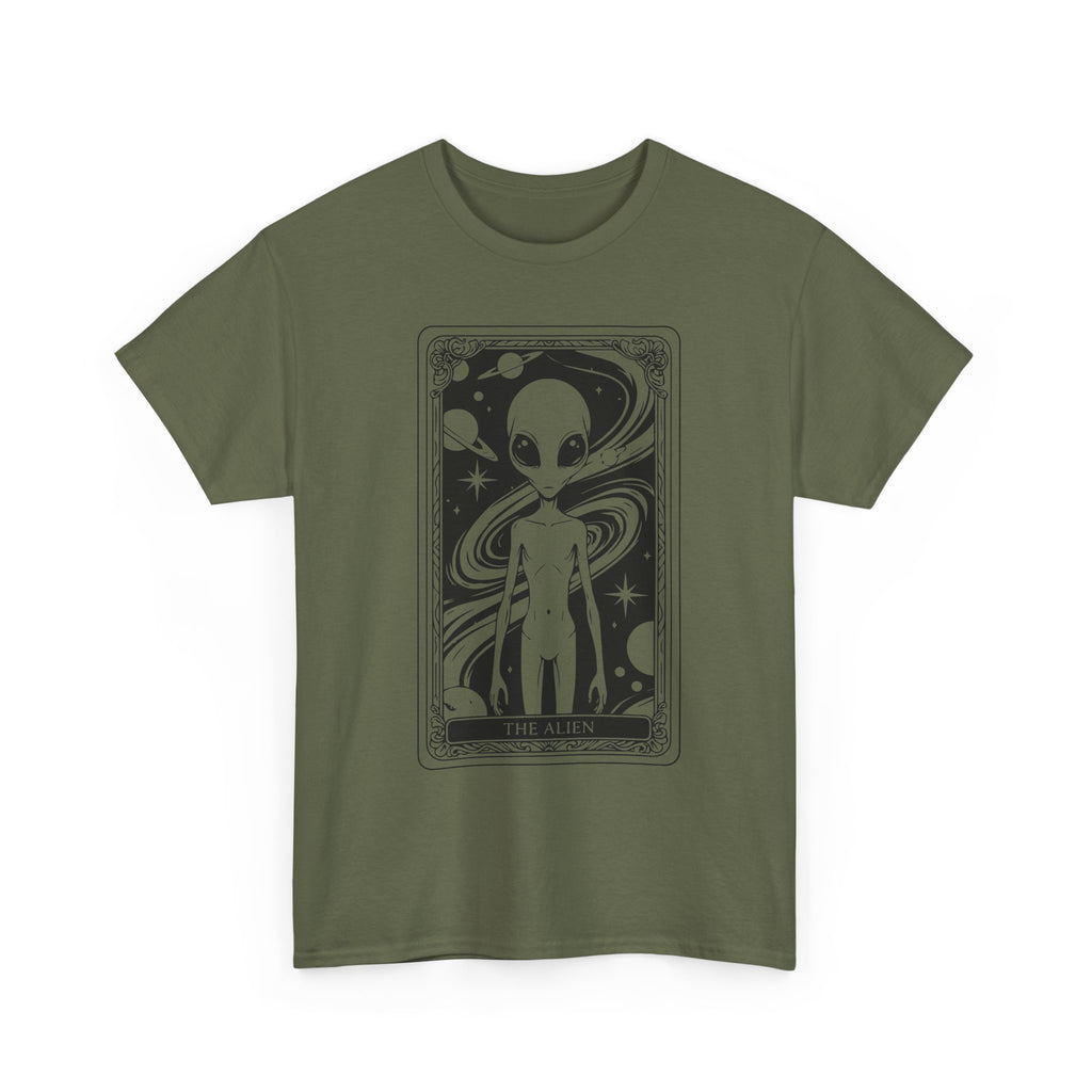 Alien Tarot Graphic Tee — Cosmic Space Alien Illustration Shirt