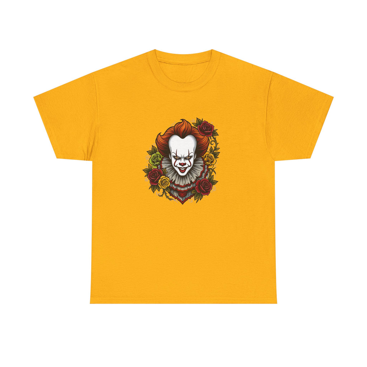 Horror Clown Tee — Pennywise Floral Portrait Graphic T-Shirt