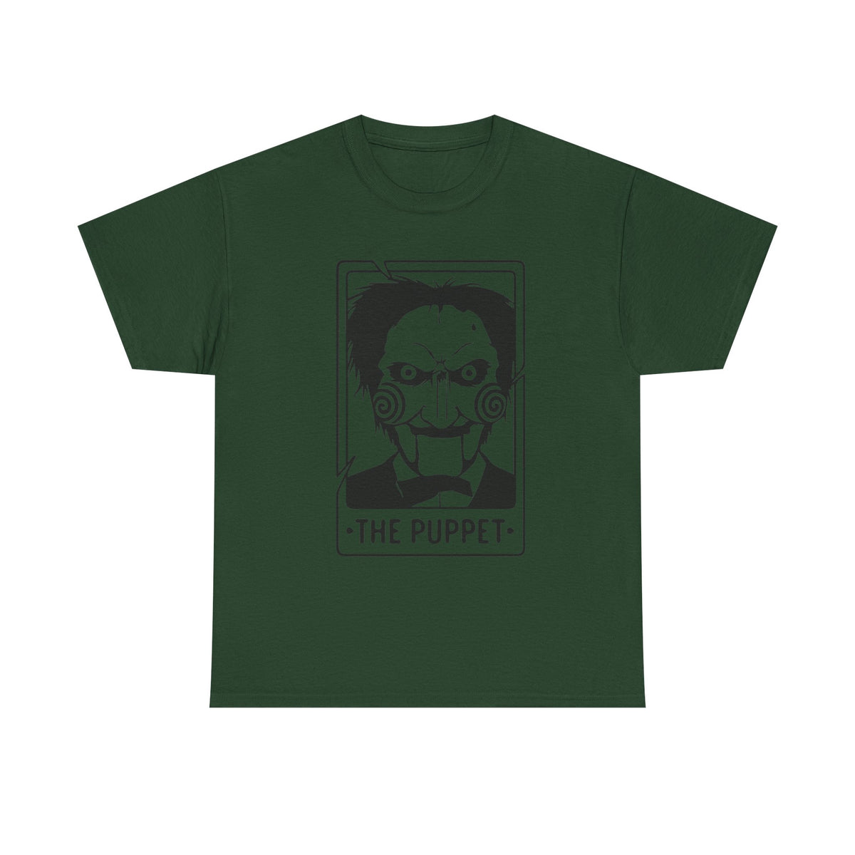 Horror Puppet Graphic Tee — "The Puppet" Vintage Creepy Mask T‑Shirt