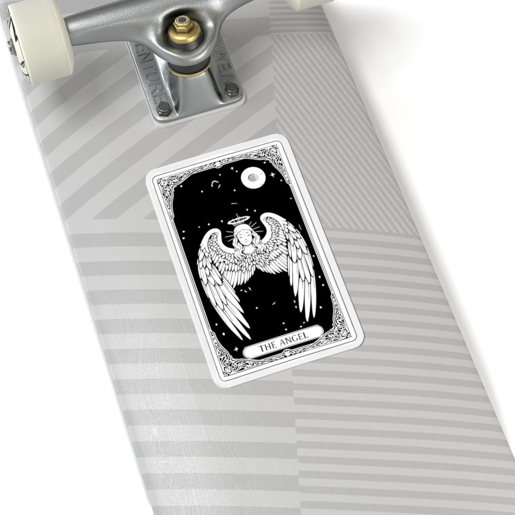 Tarot Angel Sticker — The Angel Kiss-Cut Vinyl Sticker (Mystic Black & White)