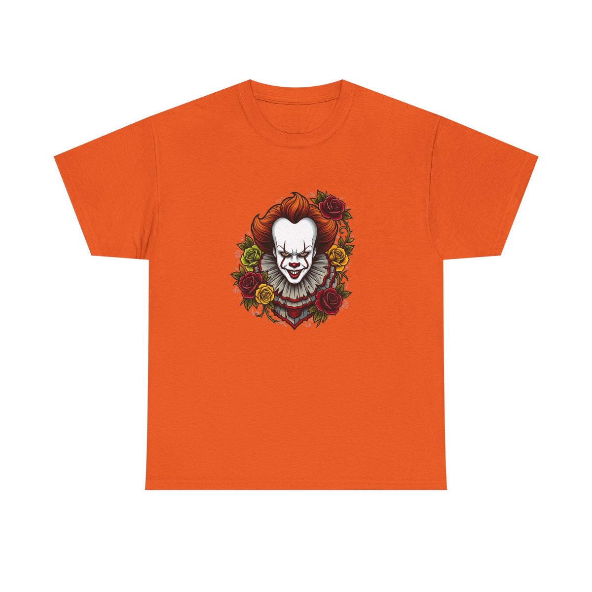 Horror Clown Tee — Pennywise Floral Portrait Graphic T-Shirt