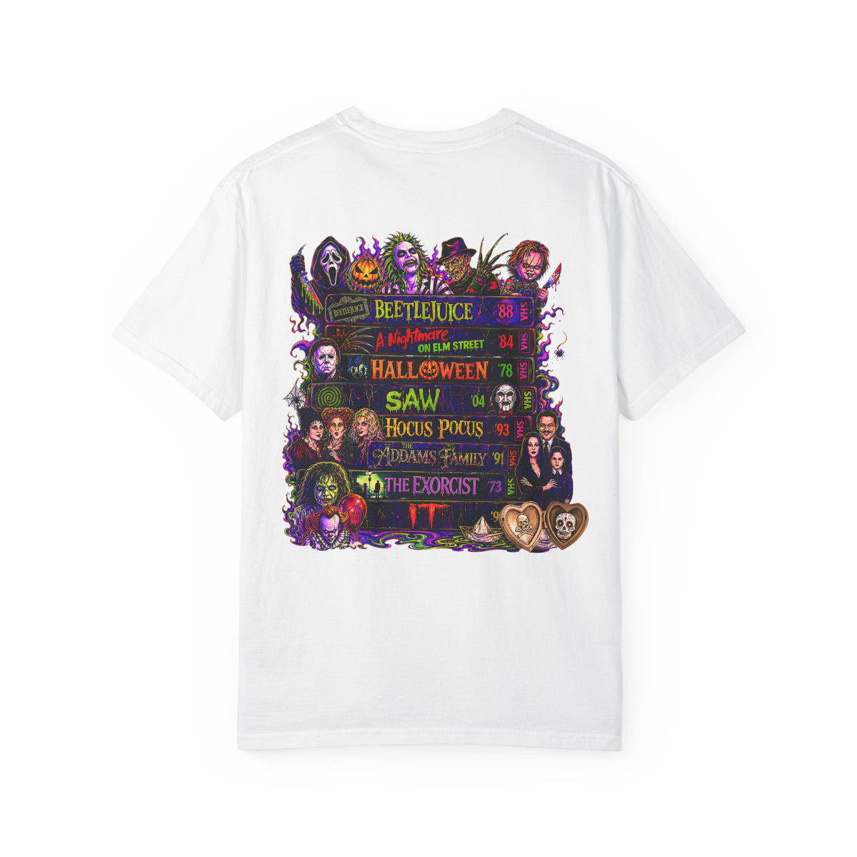 Halloween Horror Movie Poster T-Shirt — Beetlejuice, The Exorcist & Classic Slasher Icons