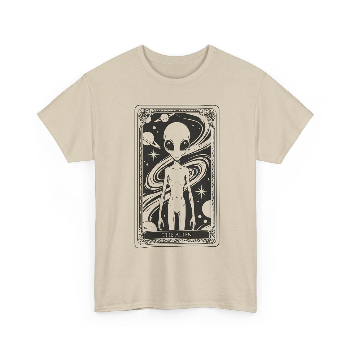 Alien Tarot Graphic Tee — Cosmic Space Alien Illustration Shirt