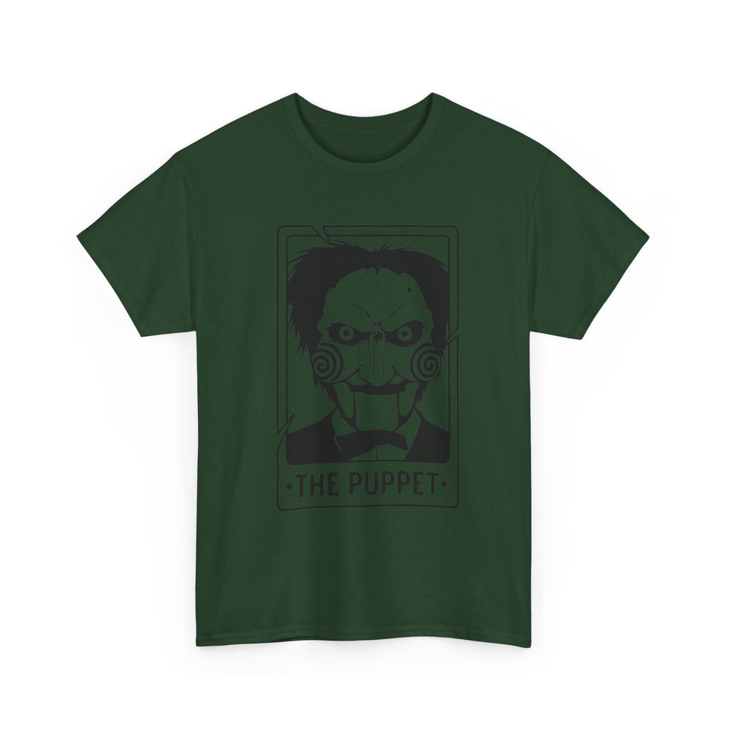 Horror Puppet Graphic Tee — "The Puppet" Vintage Creepy Mask T‑Shirt