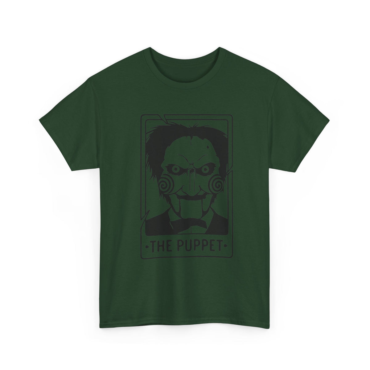 Horror Puppet Graphic Tee — "The Puppet" Vintage Creepy Mask T‑Shirt