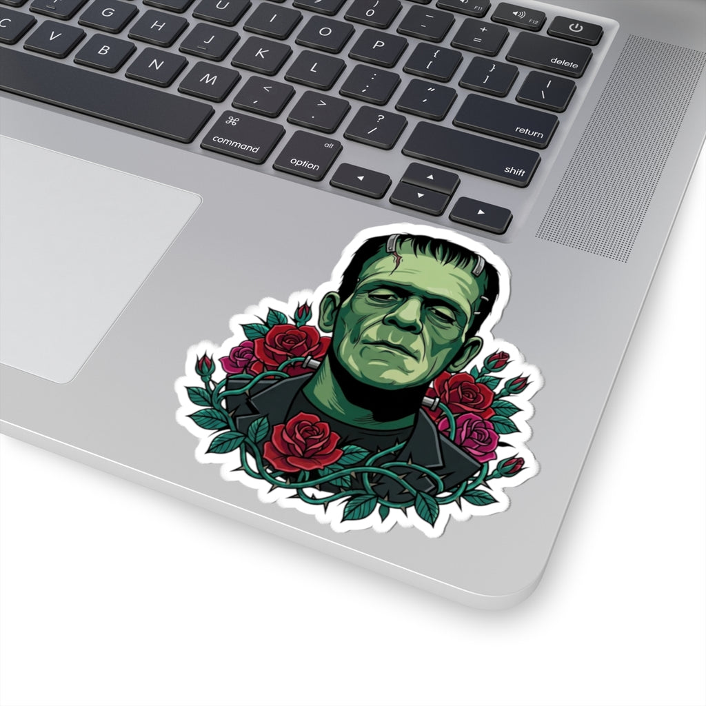 Frankenstein Rose Kiss-Cut Sticker — Gothic Horror Laptop Decal