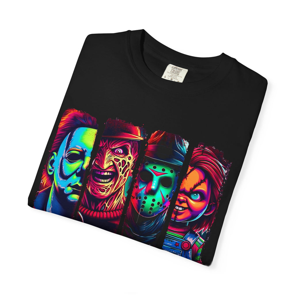 Horror Icons "F.R.I.E.N.D.S" T-Shirt — Neon Slasher Movie Crew Tee