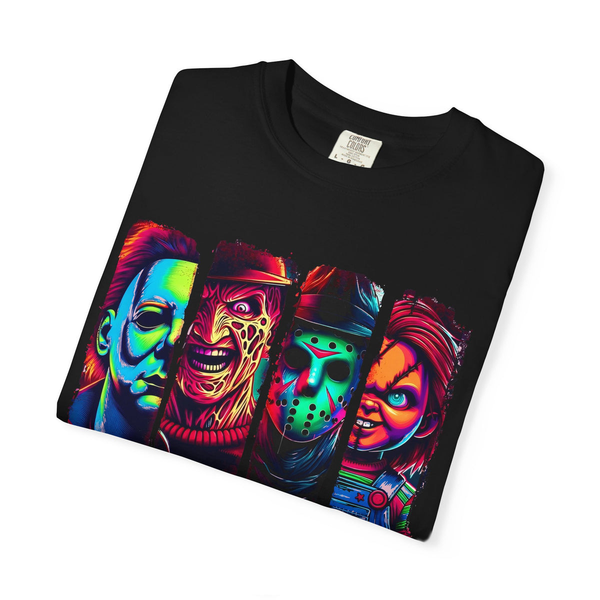 Horror Icons "F.R.I.E.N.D.S" T-Shirt — Neon Slasher Movie Crew Tee