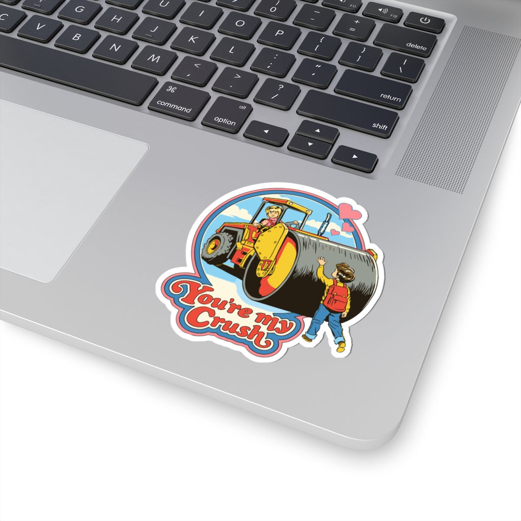 Retro 'You're My Crush' Kiss-Cut Sticker — Cute Steamroller Valentine Decor