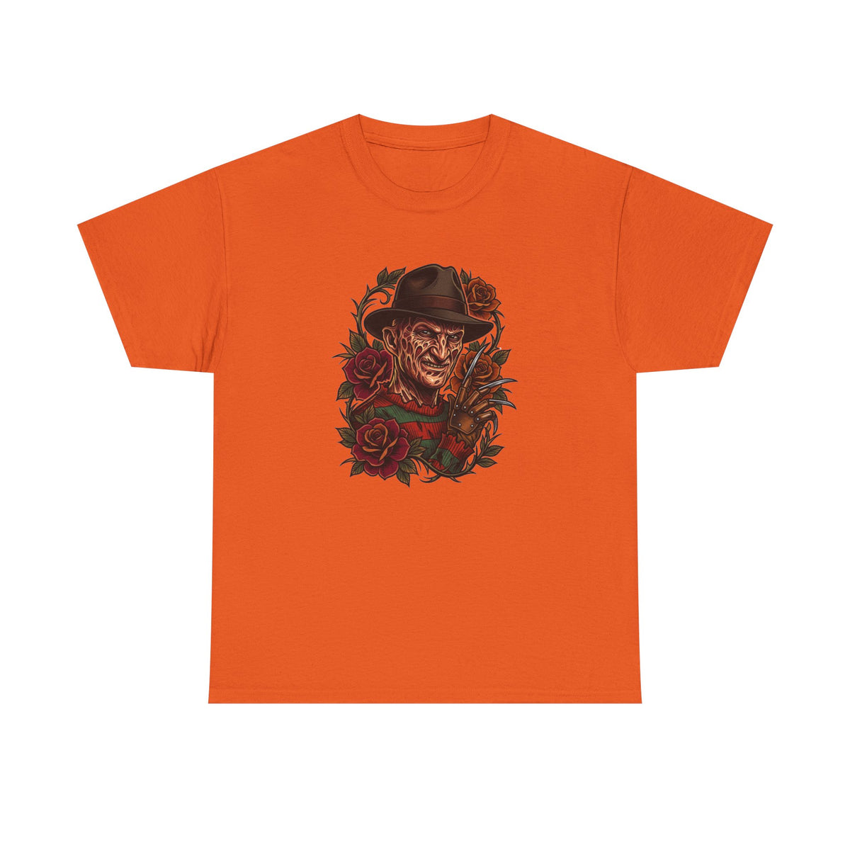 Horror Rose Tee — Vintage Freddy-Inspired Nightmare Skull Graphic T-Shirt