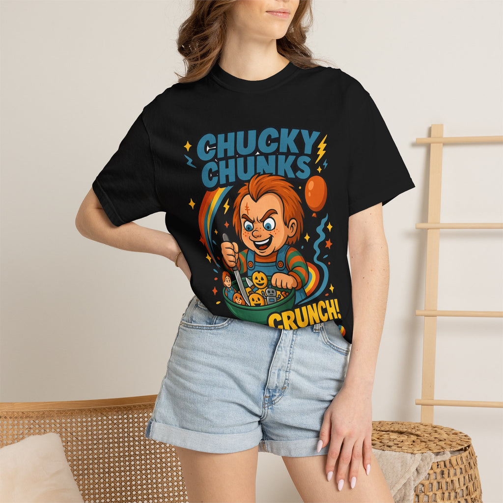 Chucky Chunks Crunch! Graphic T-Shirt — Horror Movie Cereal Tee
