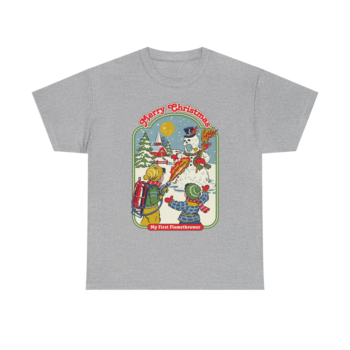 Christmas Kids Tee — 'Merry Christmas' Vintage Snowman Sledding Design