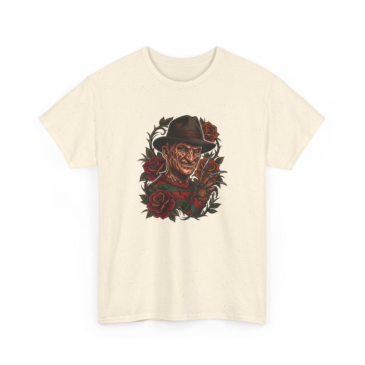 Horror Rose Tee — Vintage Freddy-Inspired Nightmare Skull Graphic T-Shirt