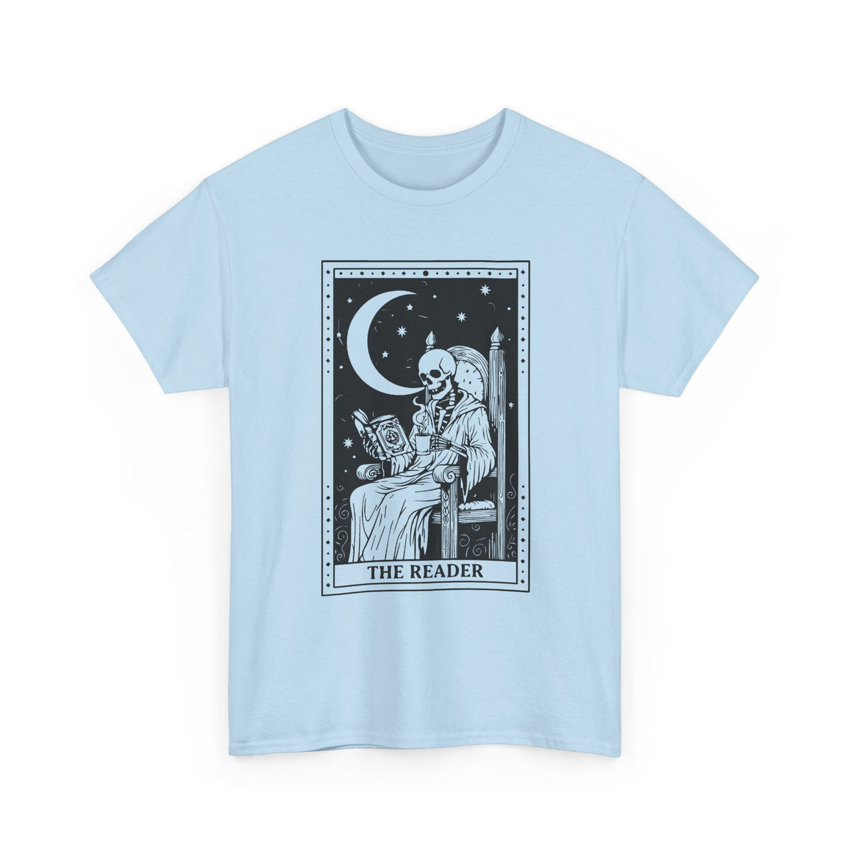 Tarot 'The Reader' Graphic Tee — Moonlit Occult Reading T-Shirt