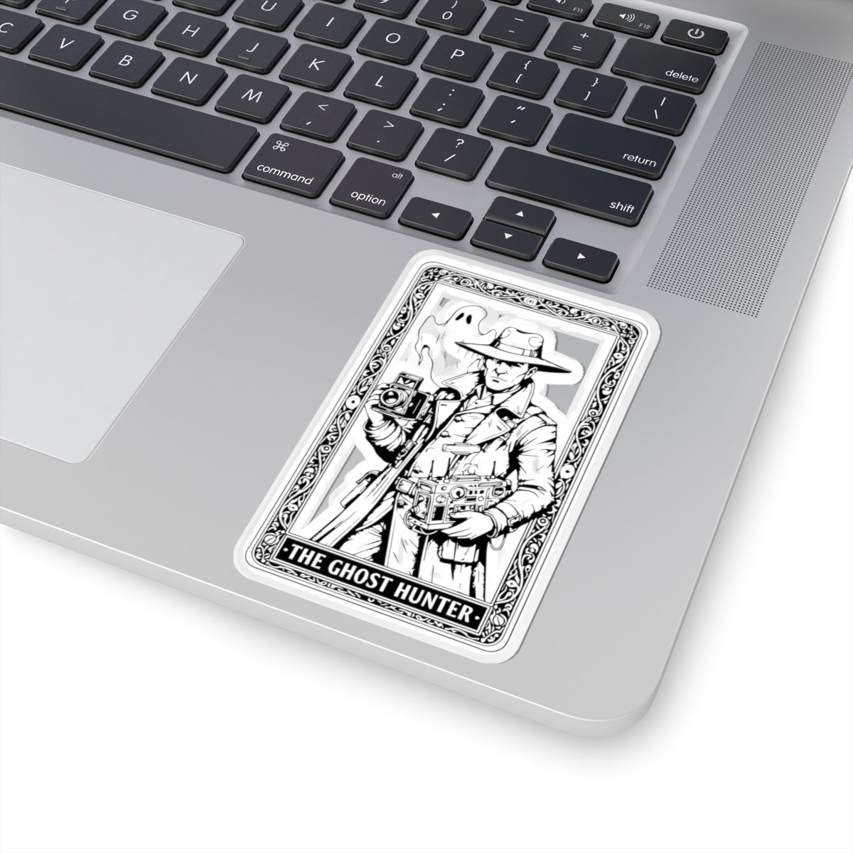 Kiss-Cut Sticker — “The Ghost Hunter” Vintage Noir Paranormal Camera Design