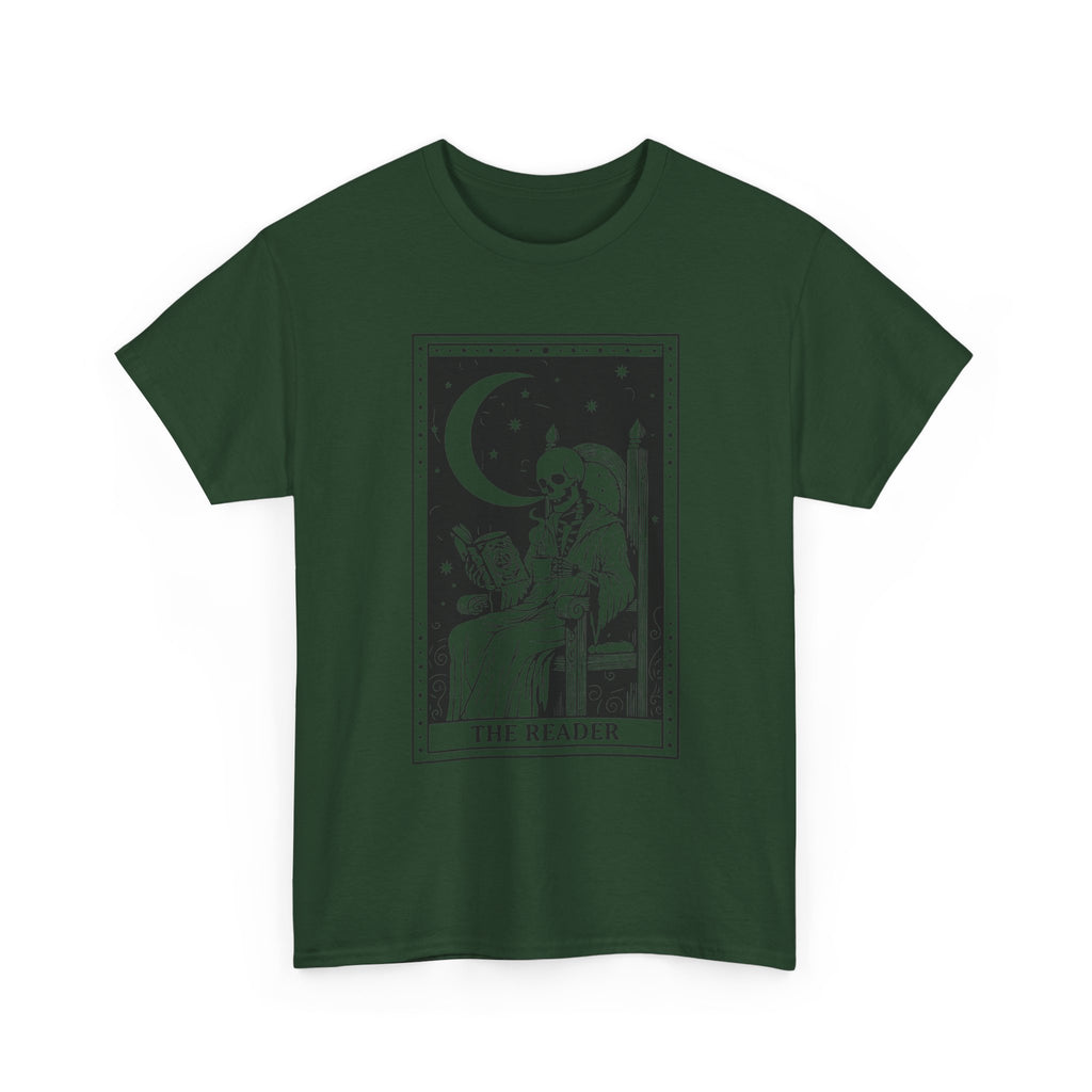 Tarot 'The Reader' Graphic Tee — Moonlit Occult Reading T-Shirt