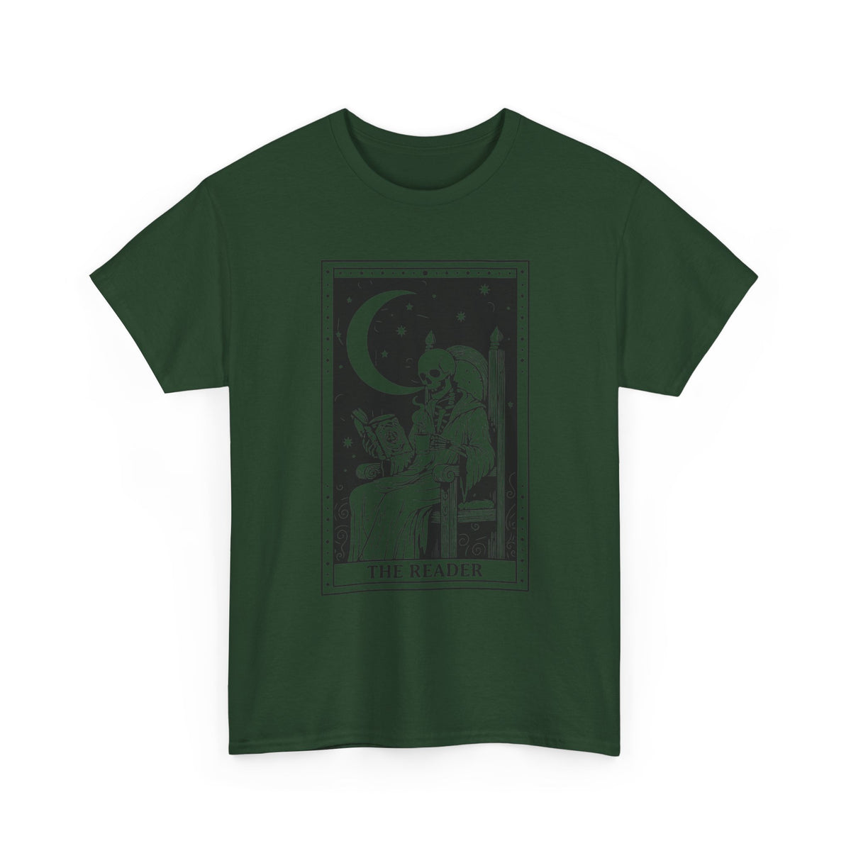 Tarot 'The Reader' Graphic Tee — Moonlit Occult Reading T-Shirt