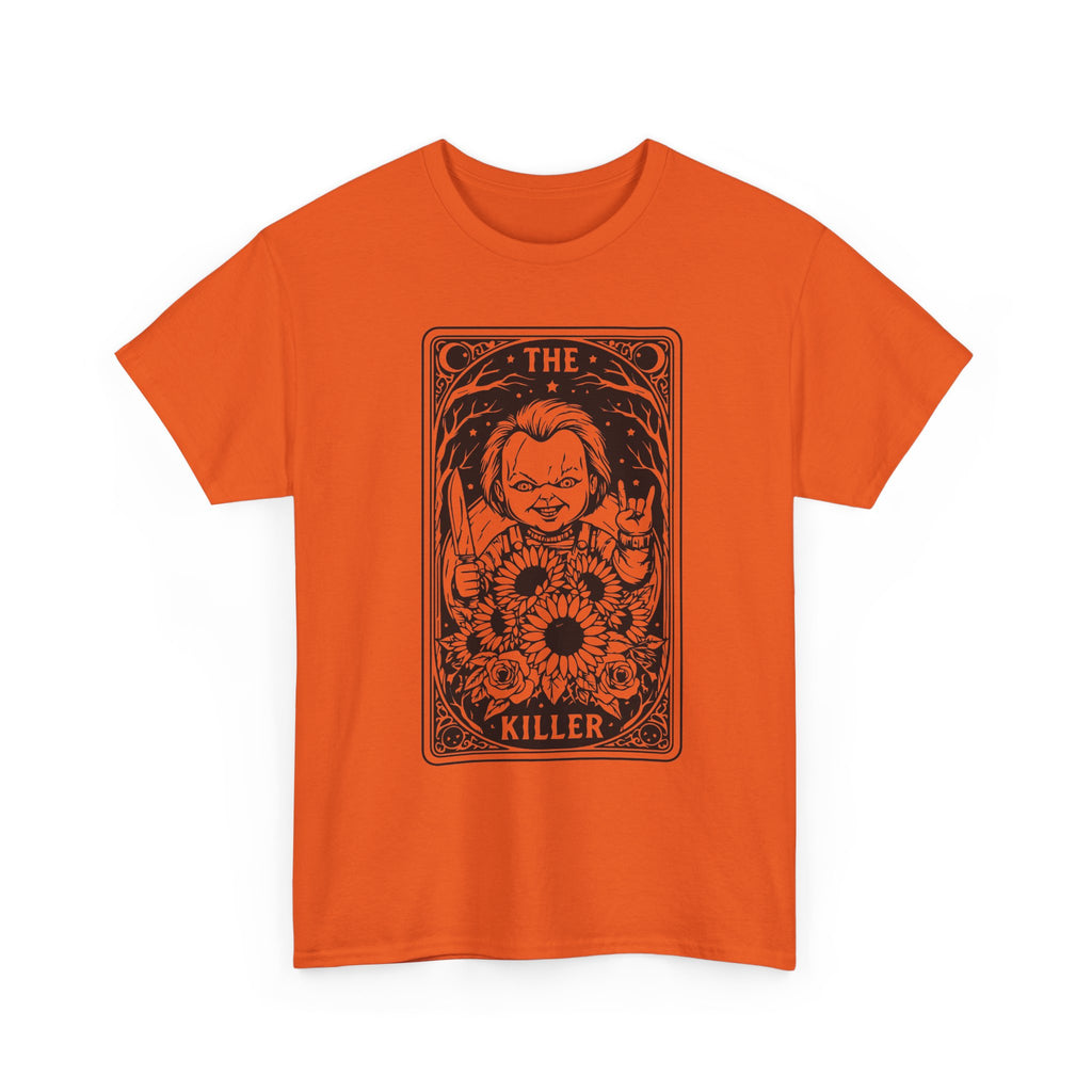 Killer Tarot Tee — Black & White Occult Sunflower Graphic T-Shirt