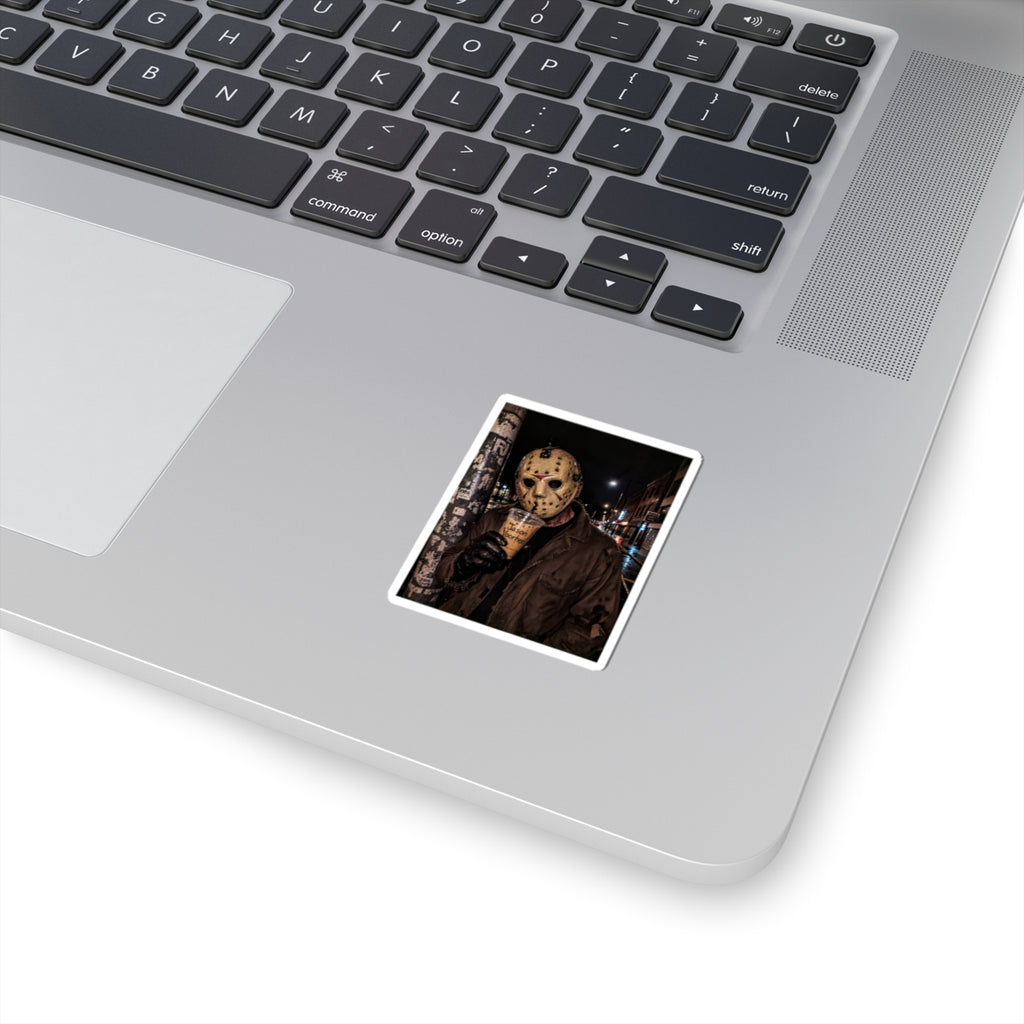 Horror Jason Mask Sticker — Retro Night Street Jason Voorhees Art Kiss-Cut Sticker