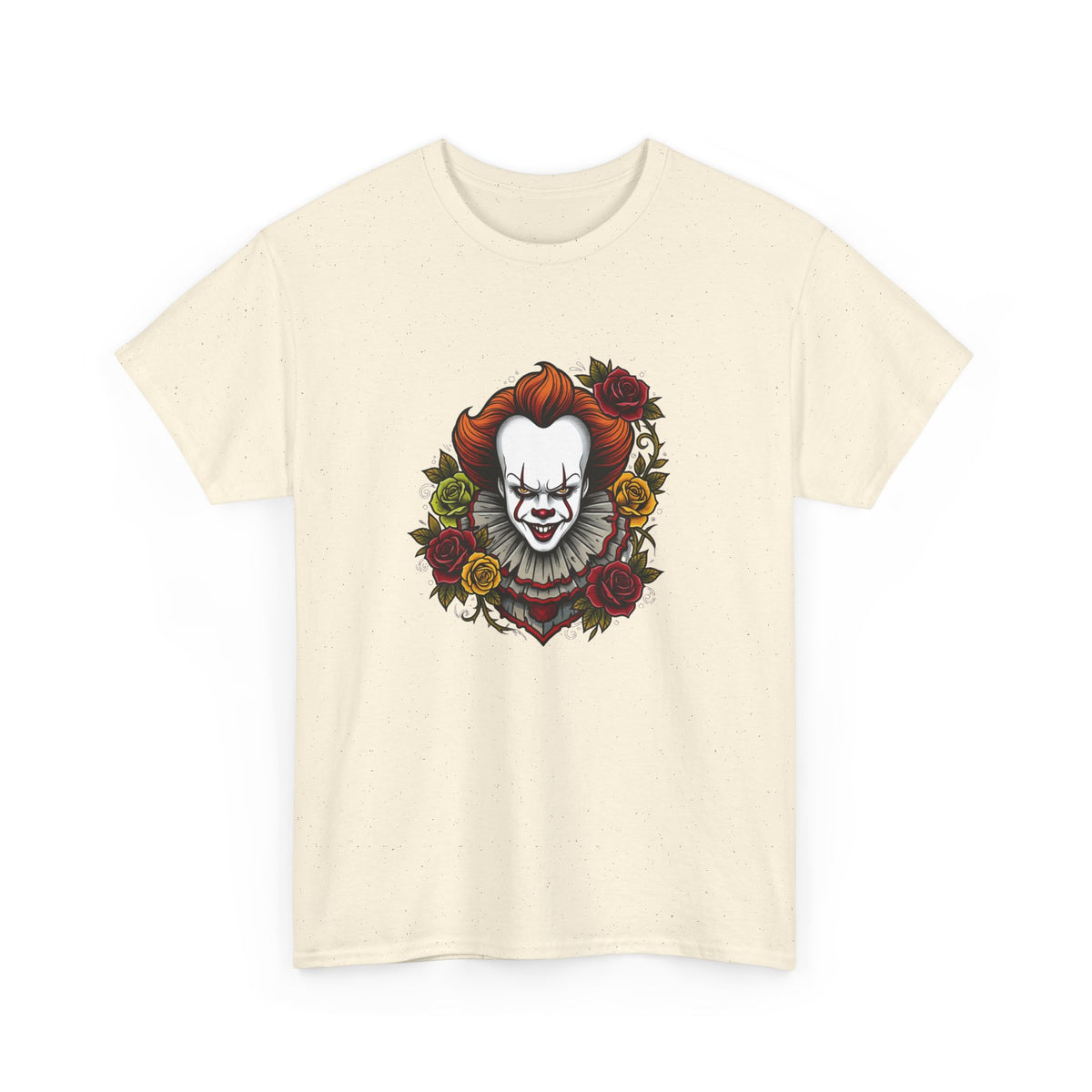 Horror Clown Tee — Pennywise Floral Portrait Graphic T-Shirt
