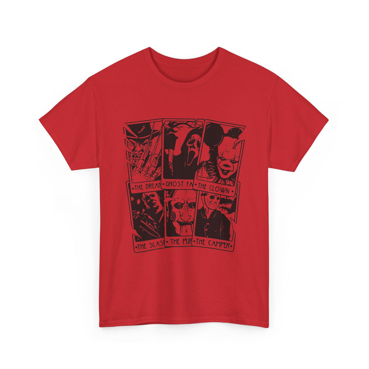 Horror Comic Panel T-Shirt — Ghost, Clown & Skull Graphic Tee