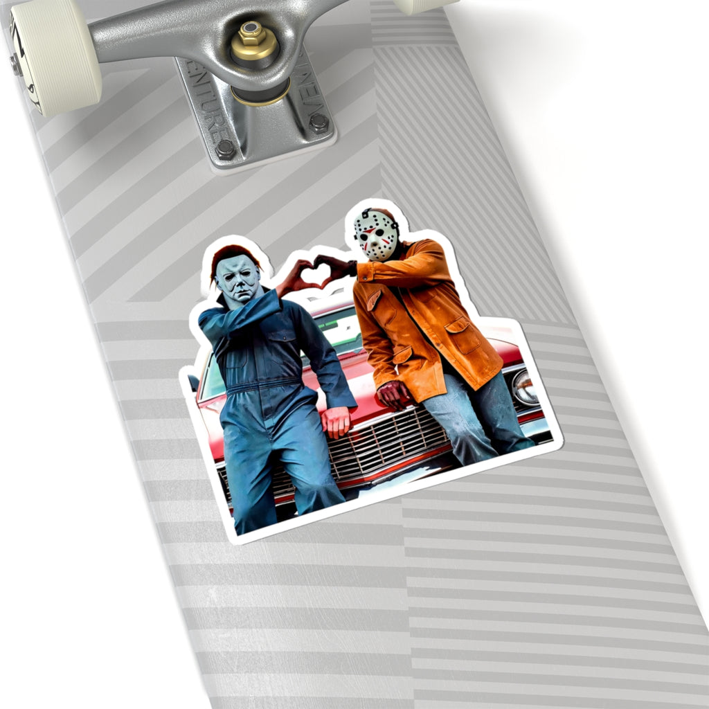 Horror Duo Sticker — Michael Myers & Jason Voorhees Heart Pose Kiss-Cut Sticker