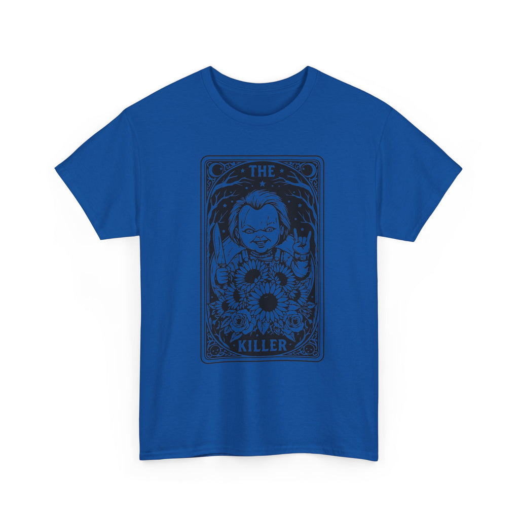 Killer Tarot Tee — Black & White Occult Sunflower Graphic T-Shirt