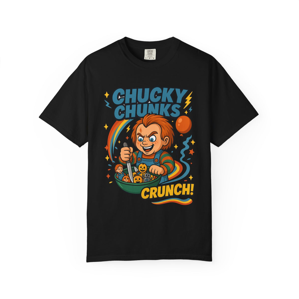 Chucky Chunks Crunch! Graphic T-Shirt — Horror Movie Cereal Tee