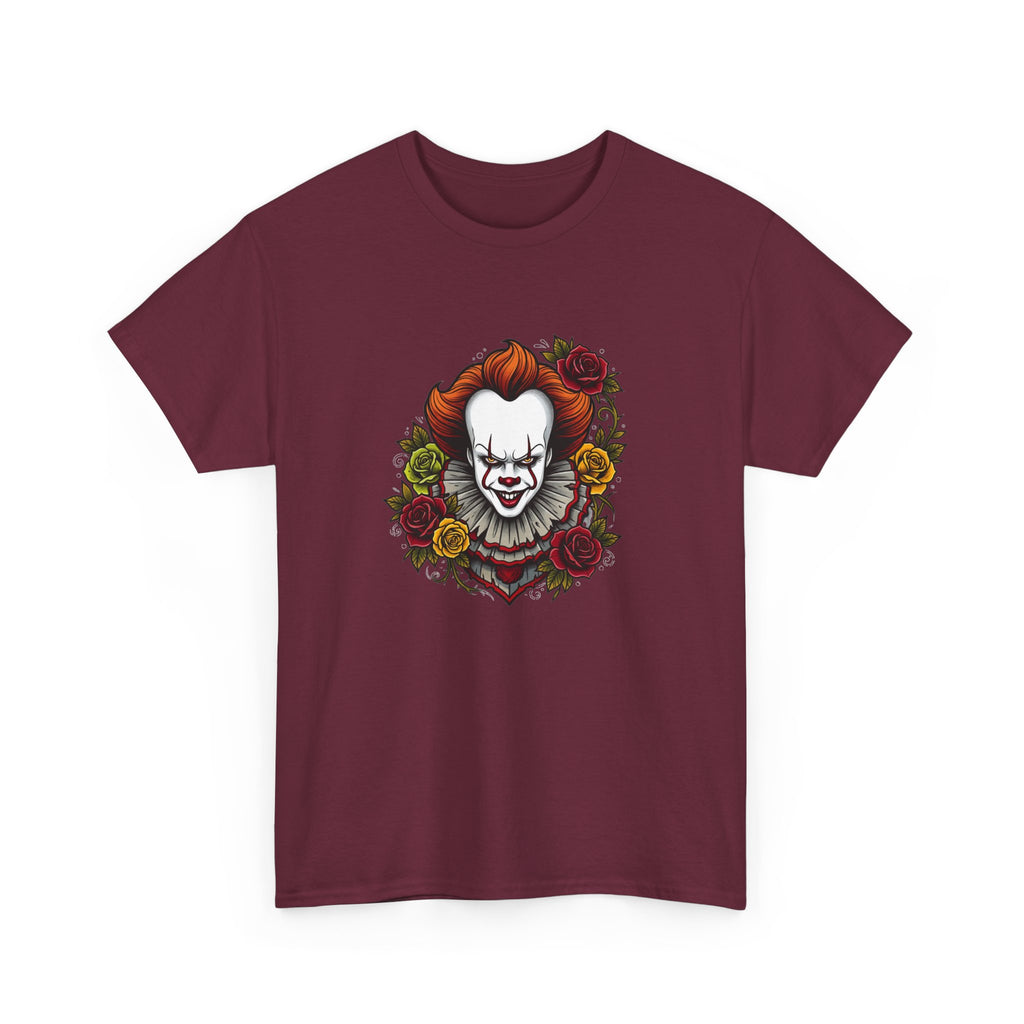 Horror Clown Tee — Pennywise Floral Portrait Graphic T-Shirt