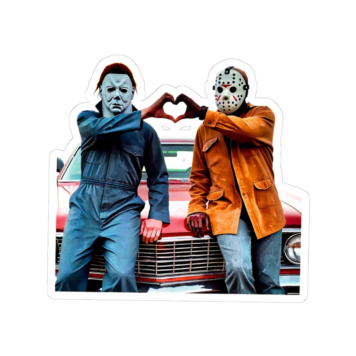 Horror Duo Sticker — Michael Myers & Jason Voorhees Heart Pose Kiss-Cut Sticker