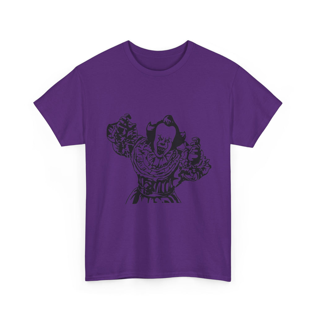 Clown Graphic Tee — Vintage Horror Pennywise-Style Black Illustration