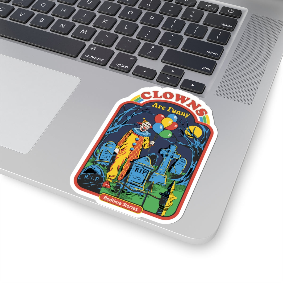 Sticker — “Clowns Are Funny” Retro Horror Graveyard Kiss-Cut Sticker