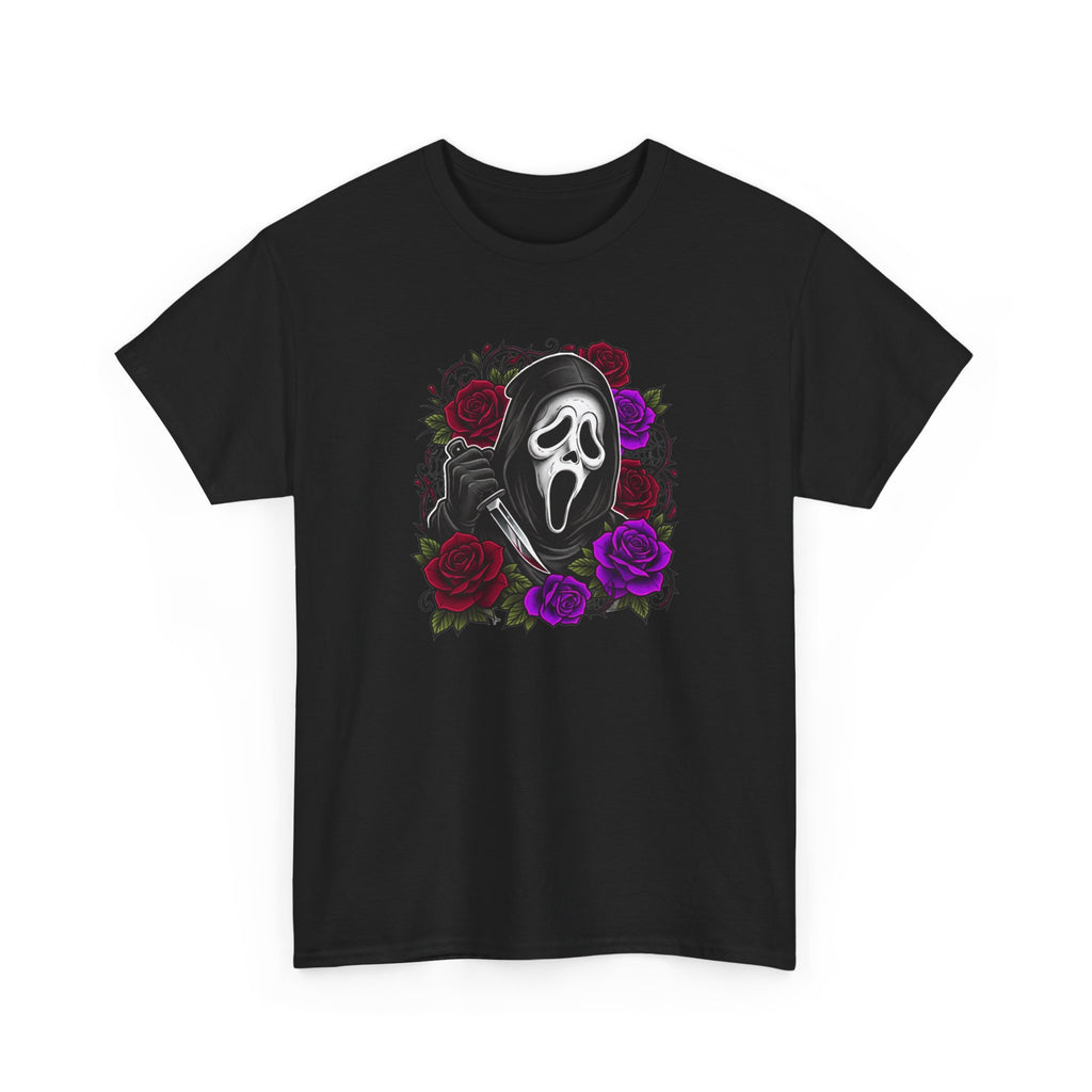 Scream Mask Roses T-Shirt — Gothic Horror Graphic Tee