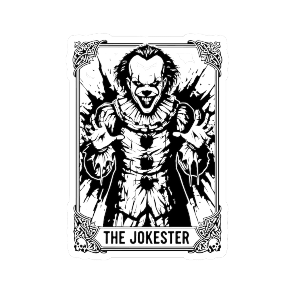 The Jokester Horror Sticker — Creepy Clown Kiss-Cut Sticker for Laptops & Skateboards