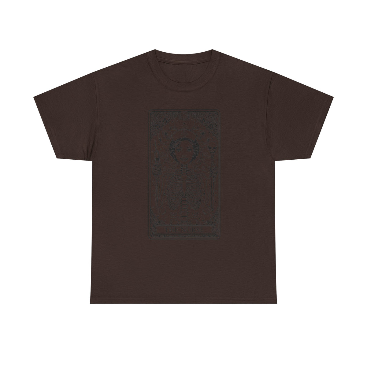 Tarot Nurse Graphic Tee — 'The Nurse' Skeleton Card T-Shirt