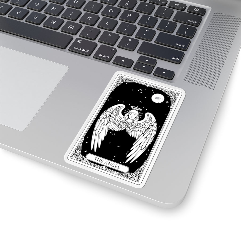 Tarot Angel Sticker — The Angel Kiss-Cut Vinyl Sticker (Mystic Black & White)