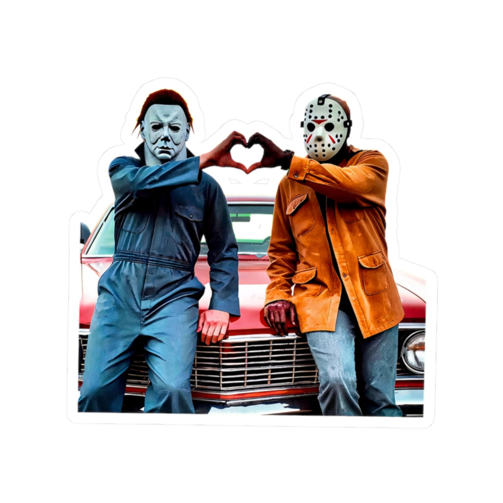 Horror Duo Sticker — Michael Myers & Jason Voorhees Heart Pose Kiss-Cut Sticker