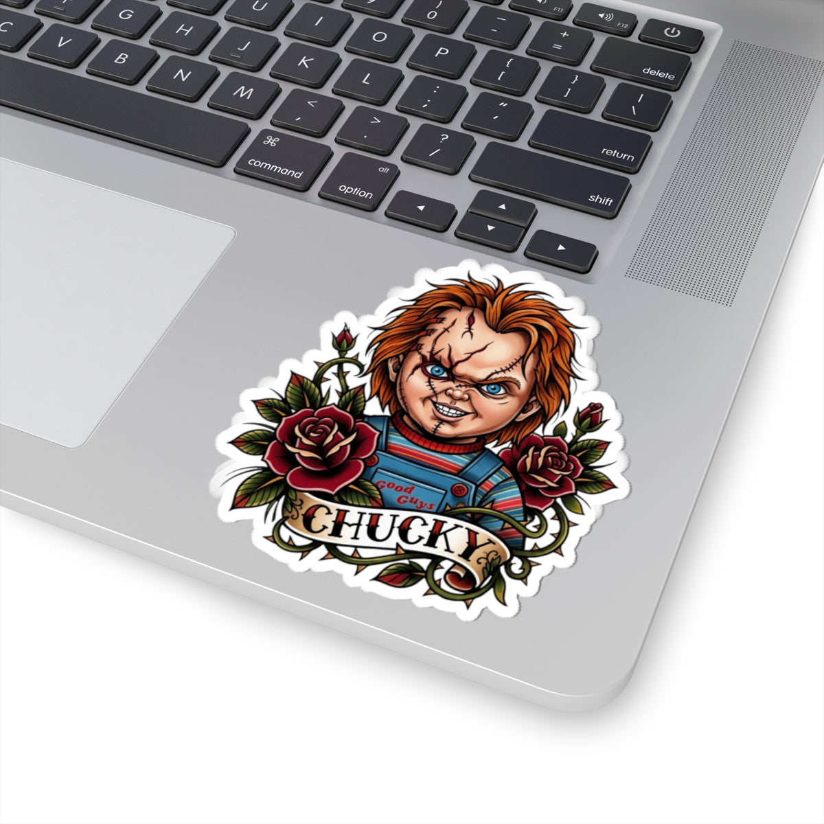 Chucky Horror Doll Kiss-Cut Sticker — Vintage Tattoo Style Decorative Decal