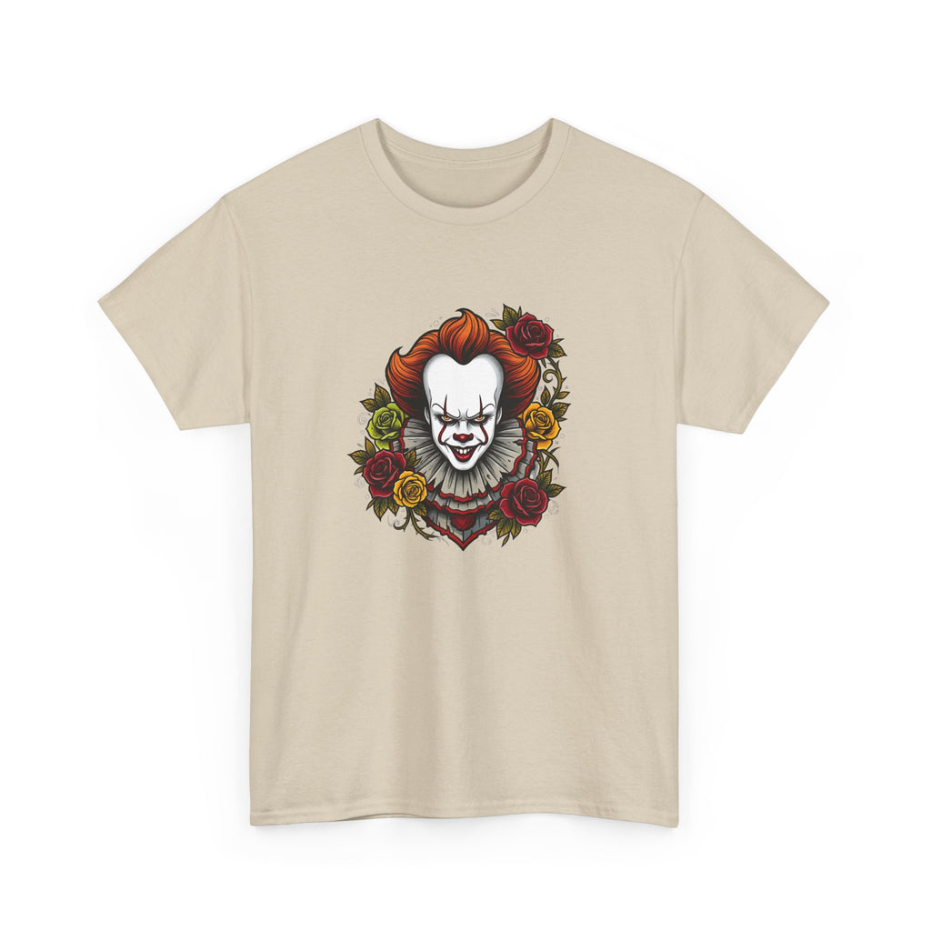 Horror Clown Tee — Pennywise Floral Portrait Graphic T-Shirt