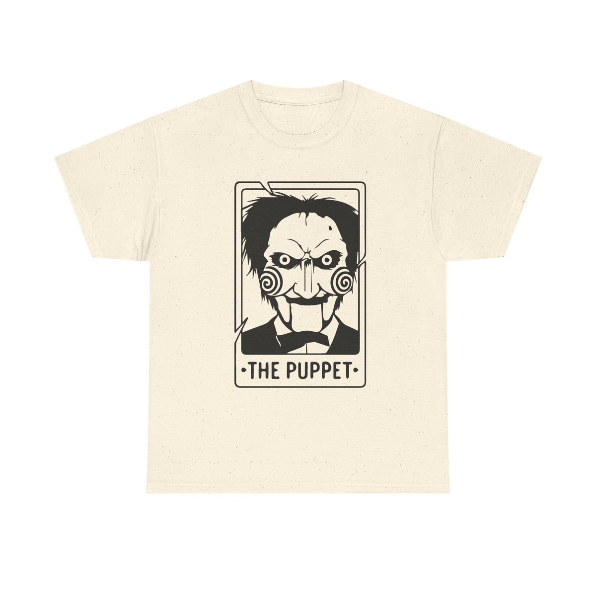 Horror Puppet Graphic Tee — "The Puppet" Vintage Creepy Mask T‑Shirt