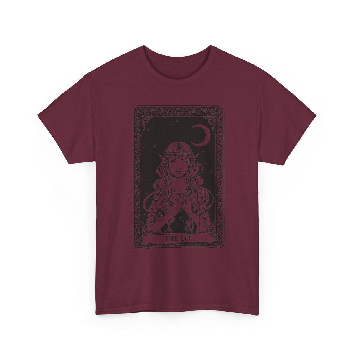 The Elf Tarot Card Tee — Mystical Moon Illustration T-Shirt