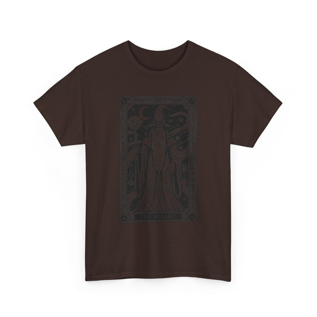Tarot Wizard T-Shirt — Mystic Moon & Stars Occult Graphic Tee