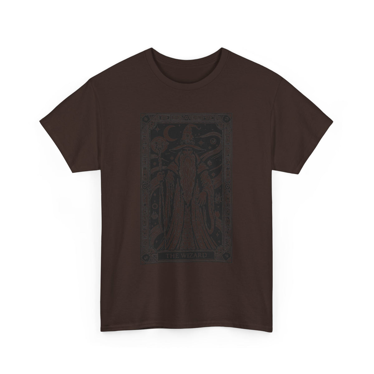 Tarot Wizard T-Shirt — Mystic Moon & Stars Occult Graphic Tee