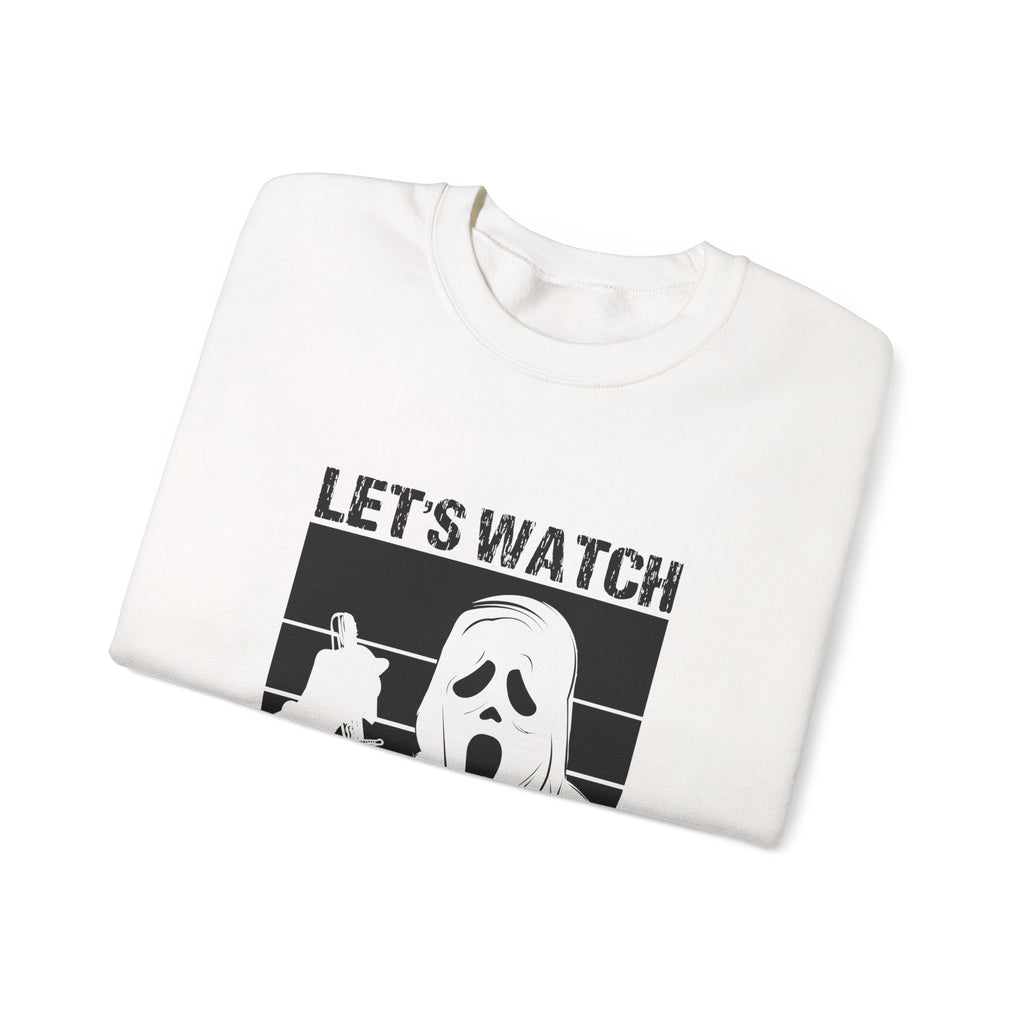 Horror Movie Crewneck Sweatshirt - "Let’s Watch Scary Movies" Ghost Design