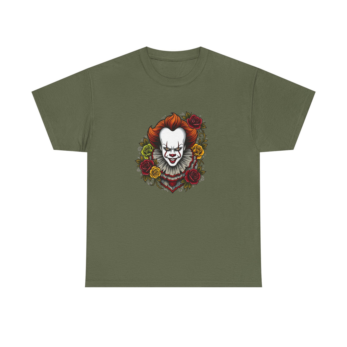 Horror Clown Tee — Pennywise Floral Portrait Graphic T-Shirt