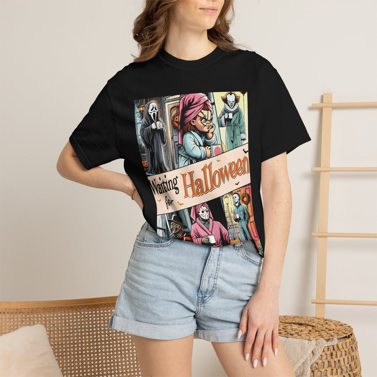 Halloween Horror Characters 'Waiting for Halloween' Graphic T-Shirt