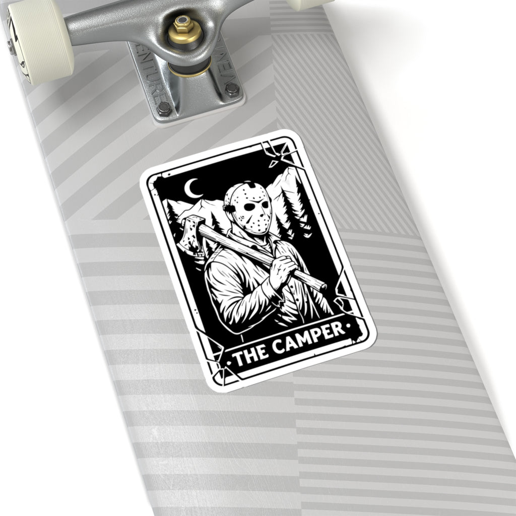 The Camper Kiss-Cut Sticker — Jason Horror Cabin Sticker for Laptops & Gear