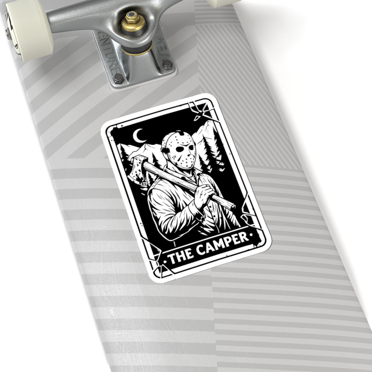 The Camper Kiss-Cut Sticker — Jason Horror Cabin Sticker for Laptops & Gear
