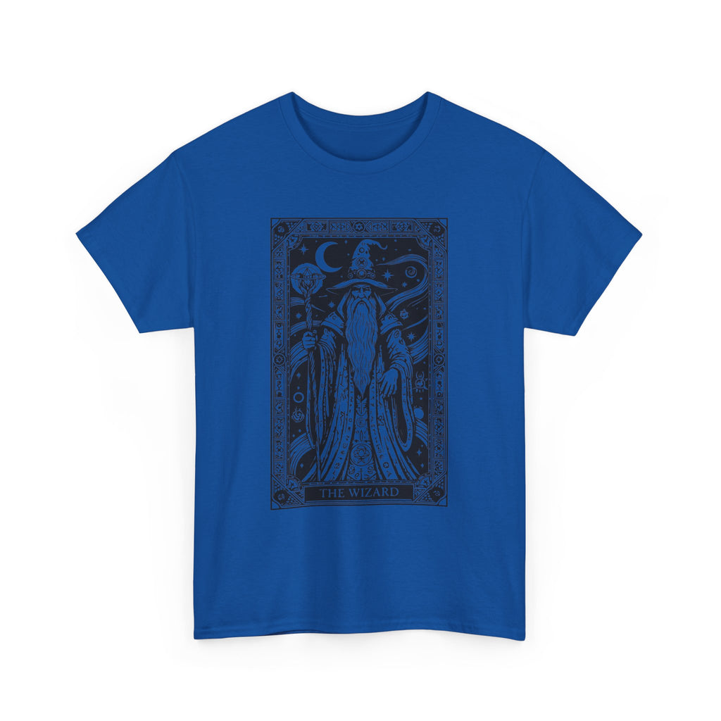 Tarot Wizard T-Shirt — Mystic Moon & Stars Occult Graphic Tee