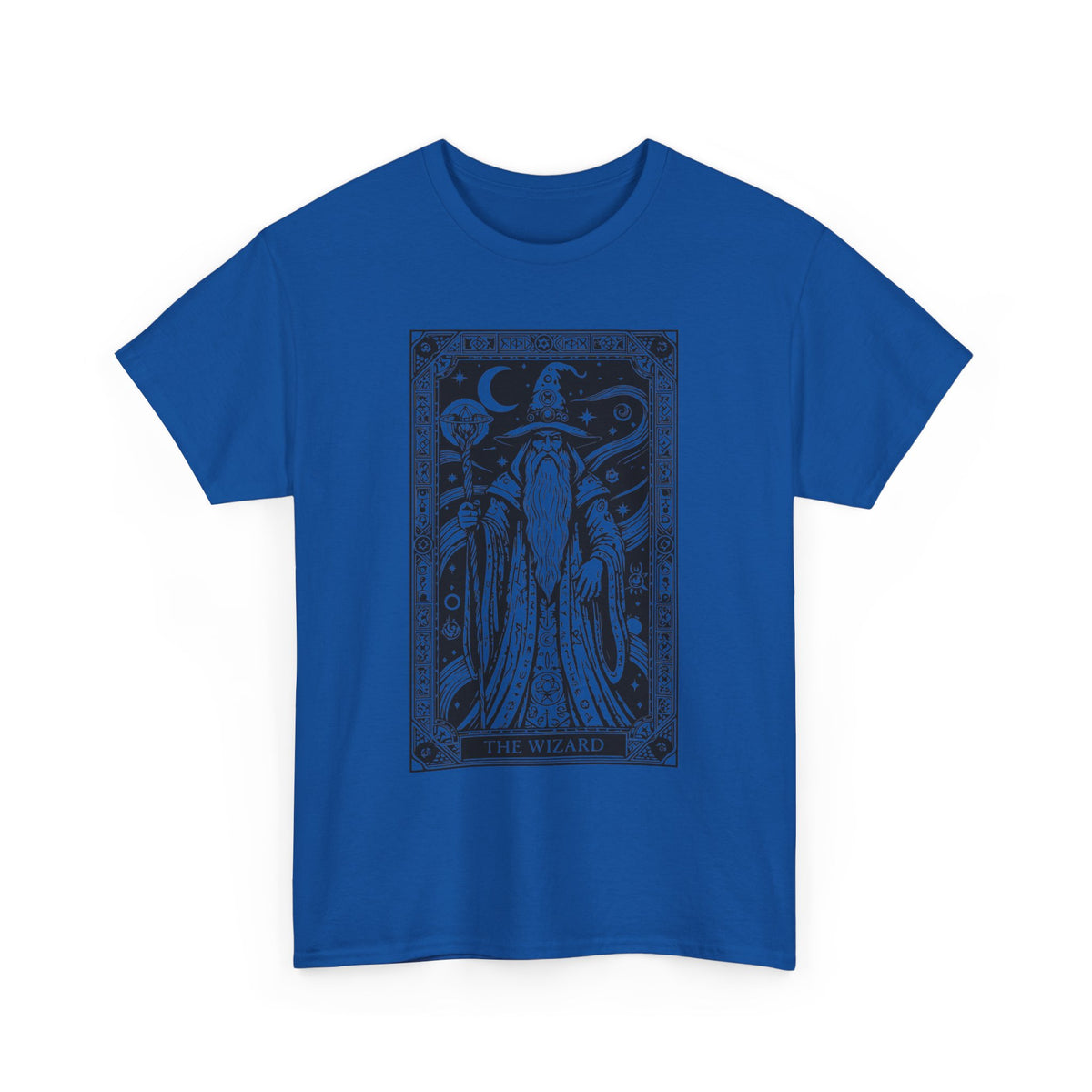 Tarot Wizard T-Shirt — Mystic Moon & Stars Occult Graphic Tee